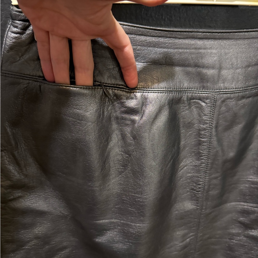 Lord & Taylor Metallic Leather Skirt - Picture 5 of 10